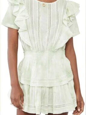 Love Shack Fancy Natasha Dress Moss Green Hand Dye (Petite)